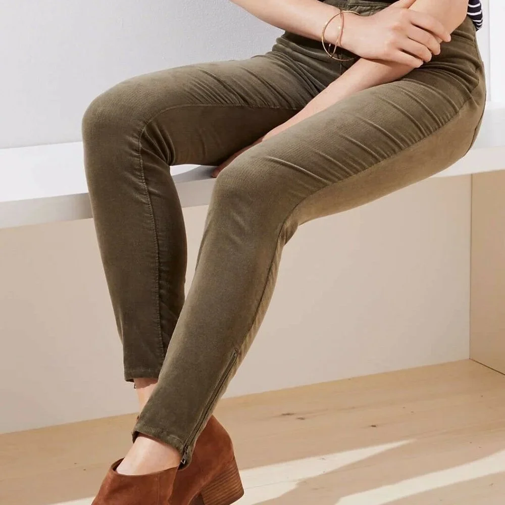Loft Modern Skinny Corduroy Pants with Ankle Zips in Tahoe Pine - NWT - 29 Tall